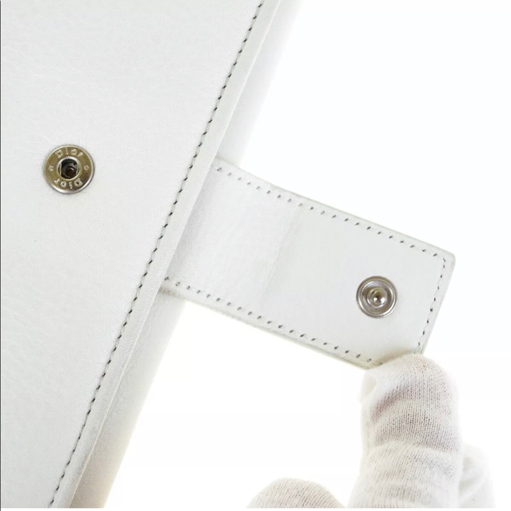 👜 DIOR Wallet White Long Logos Bifold Leather - Picture 6 of 8